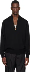 Versace Medusa Patch Embroidered Biggie Hardware Sweater With High Neck Zip Placket In Black