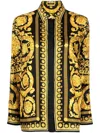 Versace Silk Printed Shirt For Men In Black