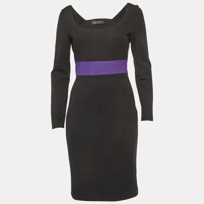 Versace Black/purple Cotton Knit Mini Dress