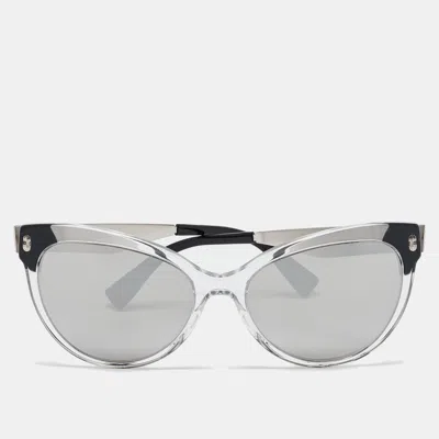 Versace Black/silver Mirror Mod. 4338 Medusa Cat Eye Sunglasses In Gray