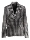 Versace Houndstooth Tweed Jacket With Notched Lapels In Blackwhite
