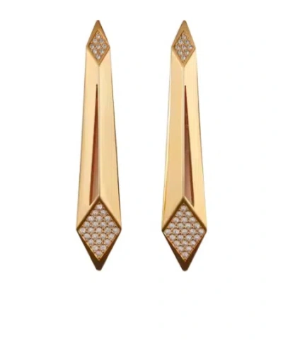 Versace Blade Crystal Earrings In Gold