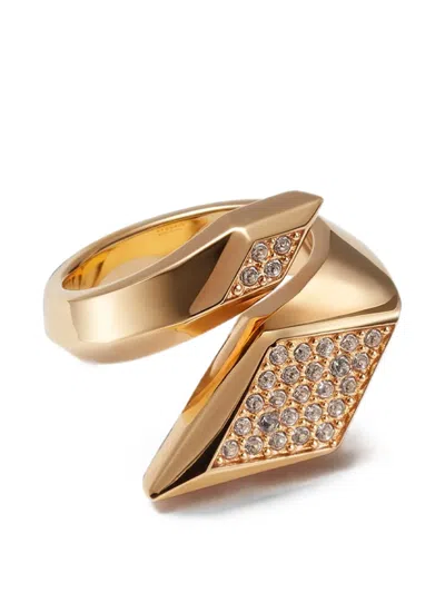 Versace Blade Crystal Ring In Gold