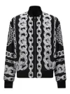 Versace Reversible Padded Printed Shell Bomber Jacket In Black