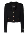 Versace Single-breasted Stretch Crepe Crop Informal Jacket In Black