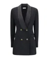 Versace Satin Trim Stretch Wool Jacket Minidress In Black
