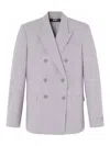 Versace Double-breasted Tailored Jacket In Grey