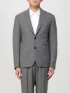 Versace Formal Jacket Micro Pattern Wool Fabric In Charcoal