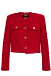Versace Tweed Blazer Gold Buttons In Rblipstickred