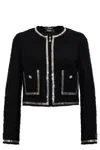 Versace Heritage Tweed Cardigan Jacket In Black