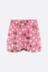 Versace Butterfly Polka Dot Elastic Waist Shorts In Pink