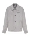 Versace Wool Fabric Jacket Embroidered In Gray