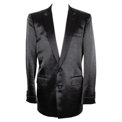 Pre-owned Versace Blended Wool Dark-blue Men Jacket In Black