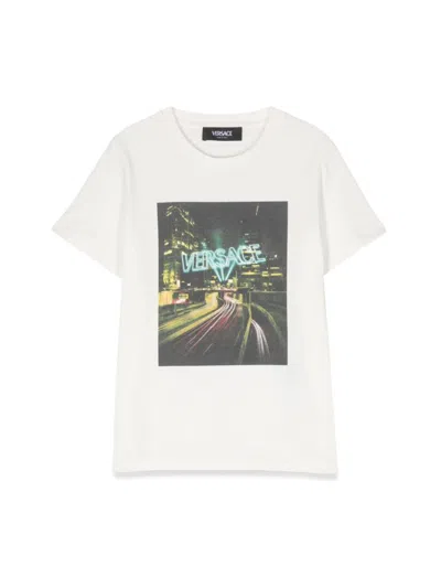 Versace Kids'  Blinding Lights Print Jersey T-shirt In White