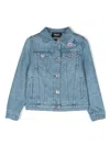 Versace Blossom Denim Jacket In Blue
