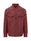Versace Leopard-embroidered Button-up Shirt In Red