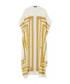 Versace Multicolordress With Classic Collar And All-over Chain Print In Cotton And Silk Blend Woman In Nude