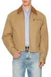 Versace Beige Jacket With Leather Collar And Metallic Medusa Head Detail In Cotton Canvas Man In Brown