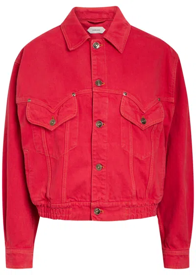 Versace Blouson Denim Jacket In Red