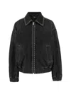 Versace Denim Jacket Elasticated Cuffs Hem Pockets Studs In Black