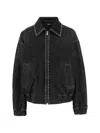 Versace Denim Jacket Elasticated Cuffs Hem Pockets Studs In Black