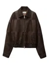 Versace Brown Blouson Leather Patchwork Cropped Jacket In Brown