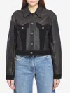Versace Structured Leather Jacket With Suede Inserts In Black