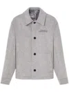 Versace Wool Fabric Jacket Embroidered In Grey