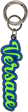 Versace `medusa Biggie` Silicon Keychain In 6g38e Lime+cobalt+pe
