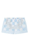 Versace Baroque-print Checked Swim Shorts In Blue