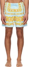 Versace Medusa Chains Swim Shorts In 5ud30-95pastel Blue+