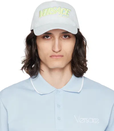 Versace Blue Baseball Denim Cap In 2us10-denim+multi