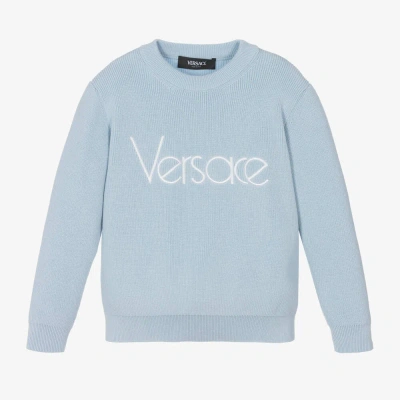 Versace Blue Cotton Knit Sweater