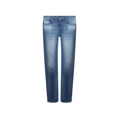 Versace Blue Cotton Straight-leg Jeans