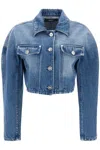 VERSACE BLUE CROPPED DENIM JACKET WITH KIMONO SLEEVES FOR WOMEN