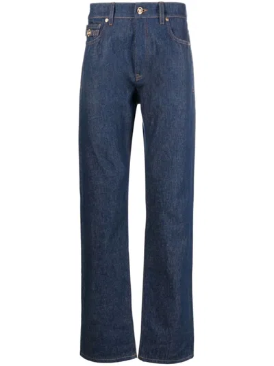 Versace Stretch Cotton Denim Jeans In Medium Blue