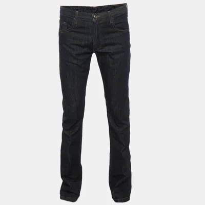 Pre-owned Versace Blue Denim Straight Fit Jeans L/waist 33"