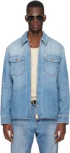 Versace Denim Zip Overshirt In Blue