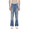 Versace Blue Distressed Straight Jeans In Blue