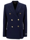 Versace Blue Double-breasted Jacket With Medusa Buttons In Blue