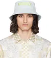 Versace Blue Embroidered Denim Hat In 2us10-denim+multi