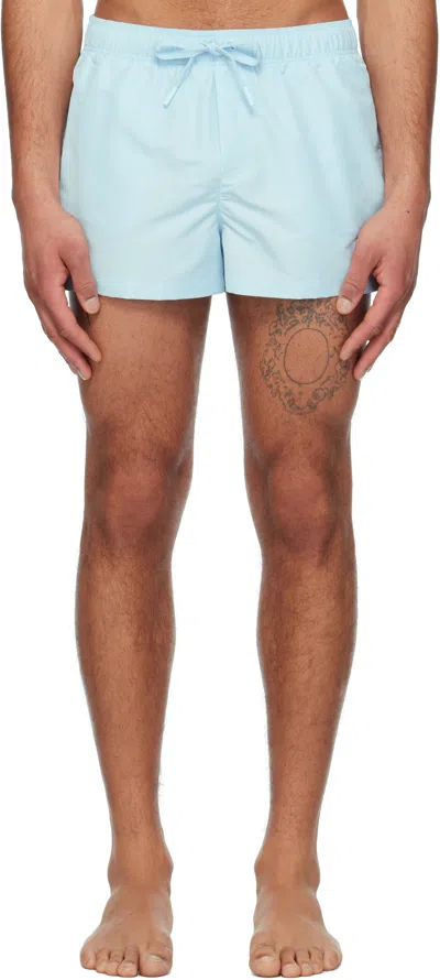 Versace Blue Embroidered Medusa Swim Shorts In 1vd60-95 Pastel Blue