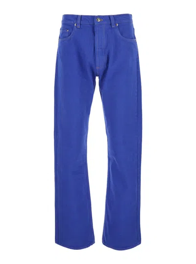 Versace Blue Fermo In Bull Jeans With Five Pockets For Men