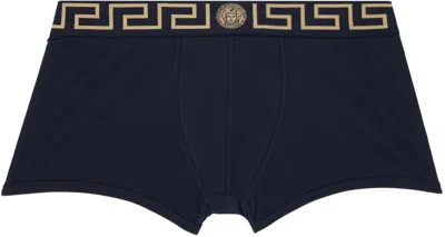 Versace Blue Greca Border Boxers In A70w-blue-gold