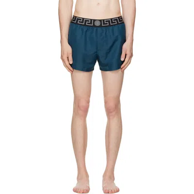 Versace Blue Greca Swim Shorts