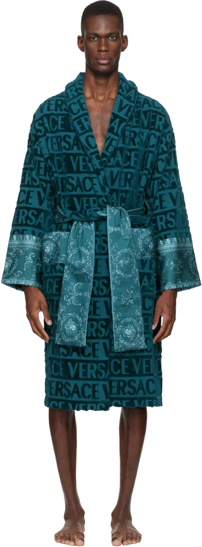 Versace Blue 'i Heart Baroque' Bathrobe
