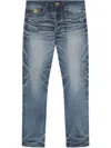 Versace Blue Jeans With Regular Fit And Medusa Hardware In Blue