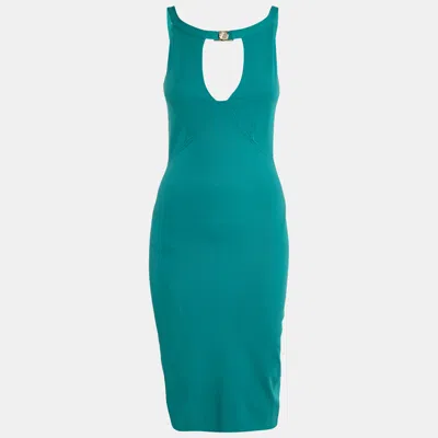 Pre-owned Versace Blue Jersey Sleeveless Short Dress M