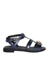 Versace Blue Laminated Sandals In Blue