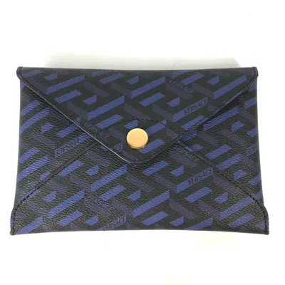 Pre-owned Versace Blue Leather Clutch Bag Pouch () In Multi